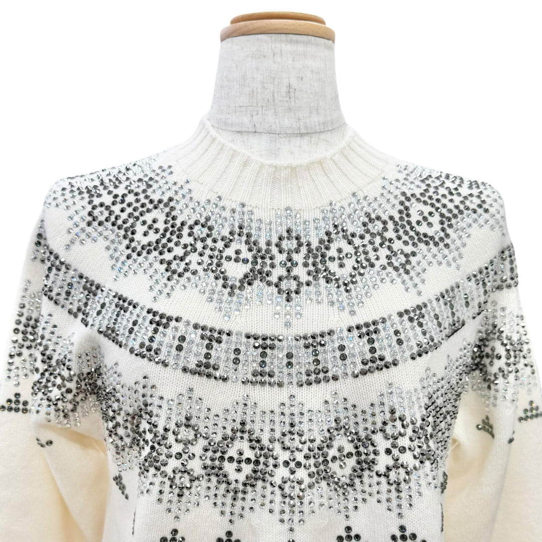 Excellent Max Mara Rhinestone-embellished long-sleeved knit sweater S 13660823