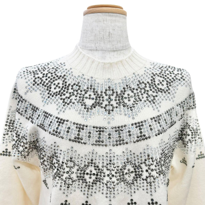 Excellent Max Mara Rhinestone-embellished long-sleeved knit sweater S 13660823