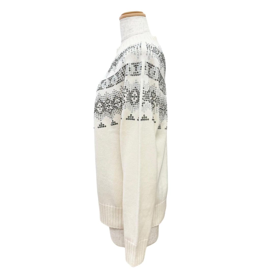 Excellent Max Mara Rhinestone-embellished long-sleeved knit sweater S 13660823