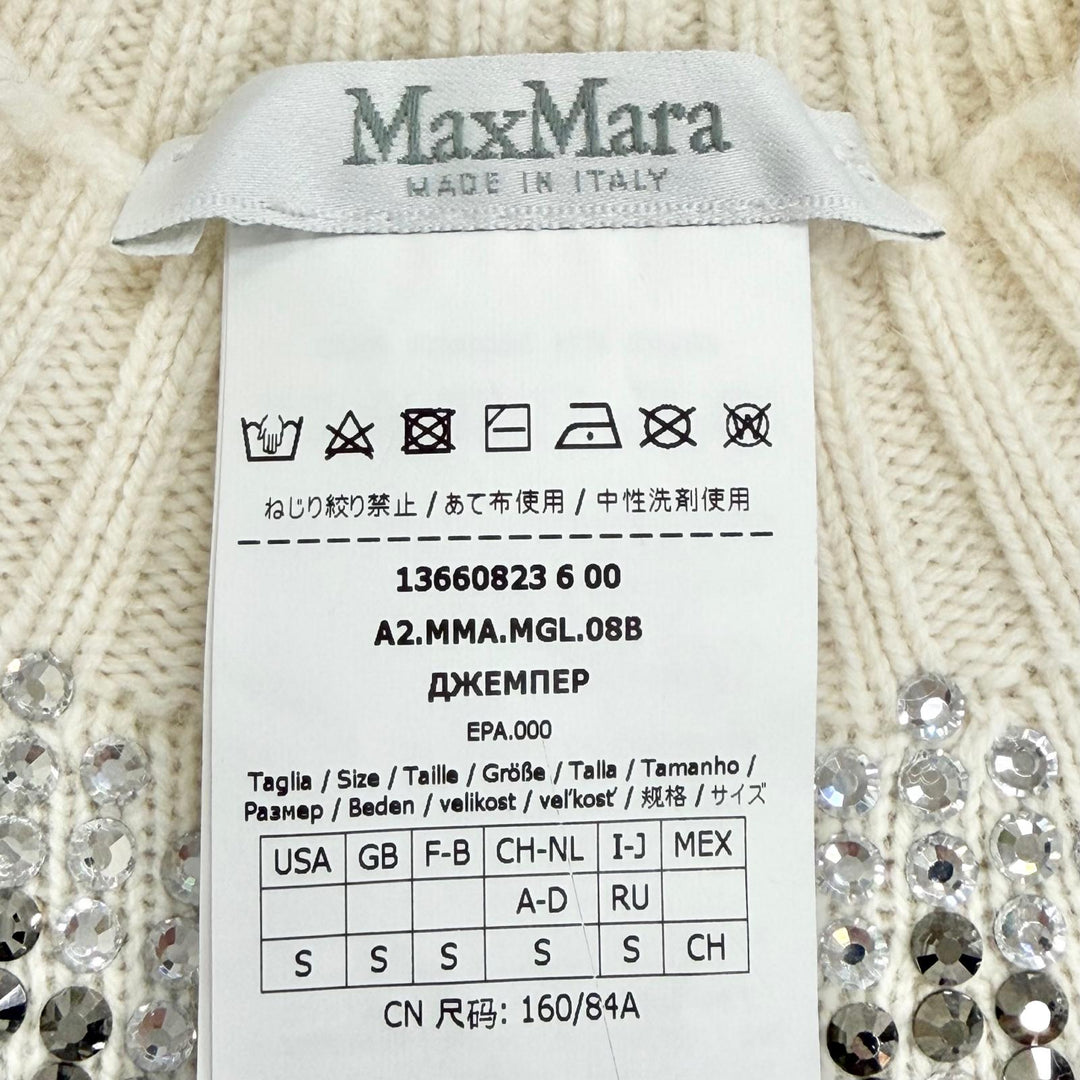 Excellent Max Mara Rhinestone-embellished long-sleeved knit sweater S 13660823