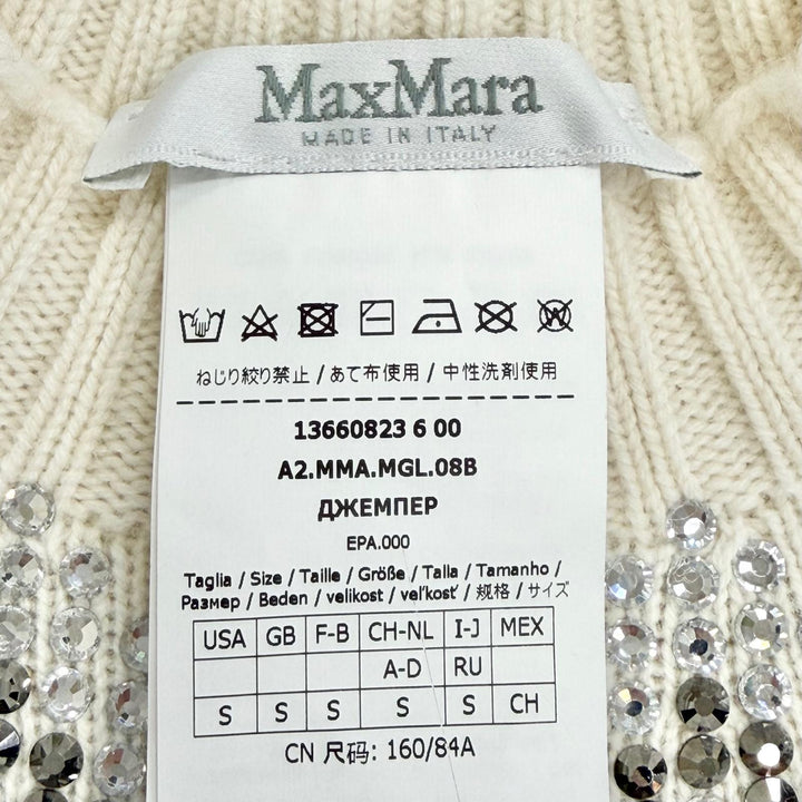 Excellent Max Mara Rhinestone-embellished long-sleeved knit sweater S 13660823