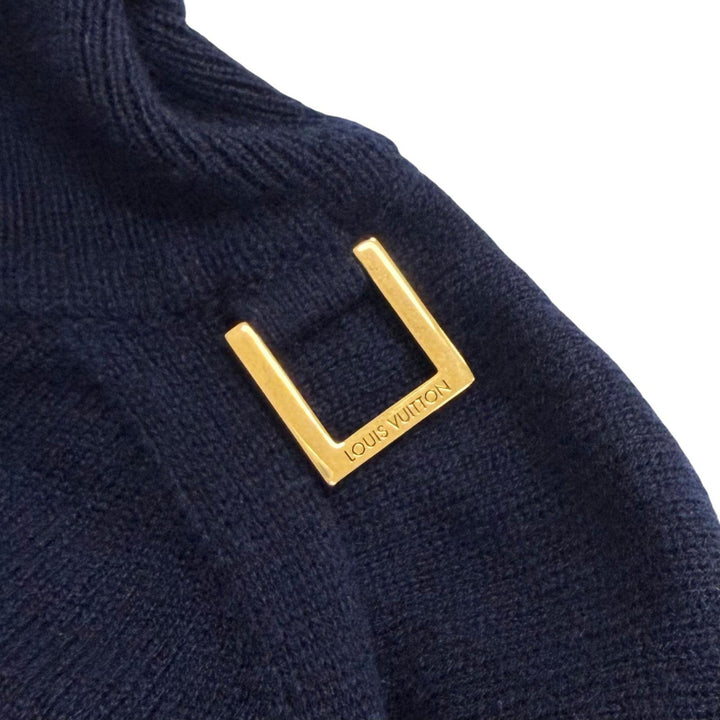 Excellent LOUIS VUITTON one piece D-ring turtleneck knit Navy cashmere Women S