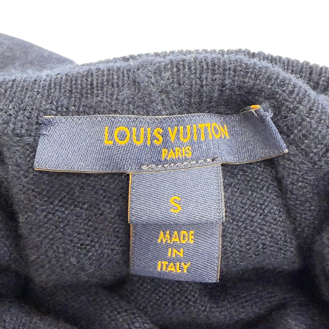 Excellent LOUIS VUITTON one piece D-ring turtleneck knit Navy cashmere Women S