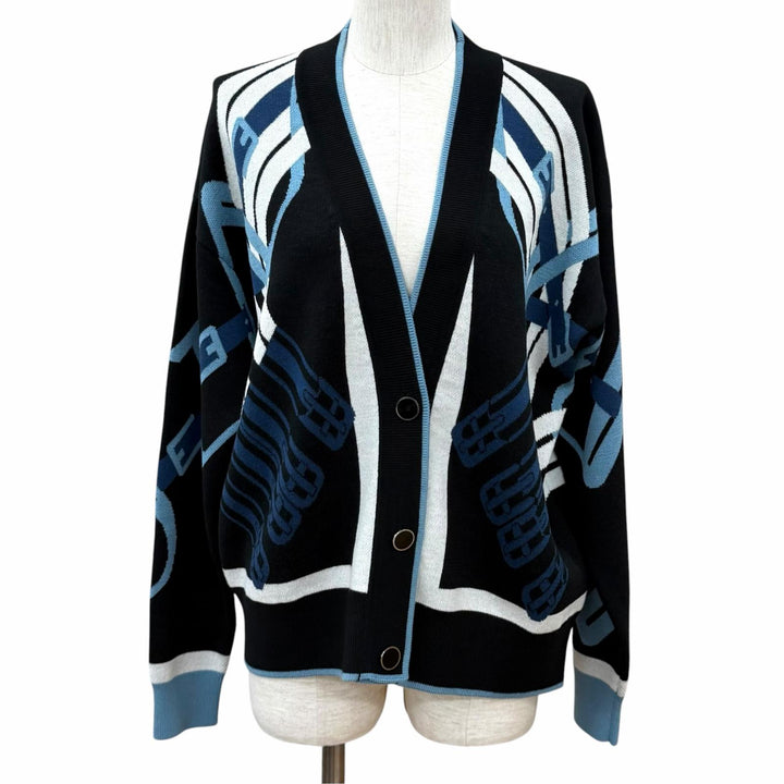 Excellent HERMES cardigan MORS A JOUET V neck black wool Women IT 36 4H2726DD