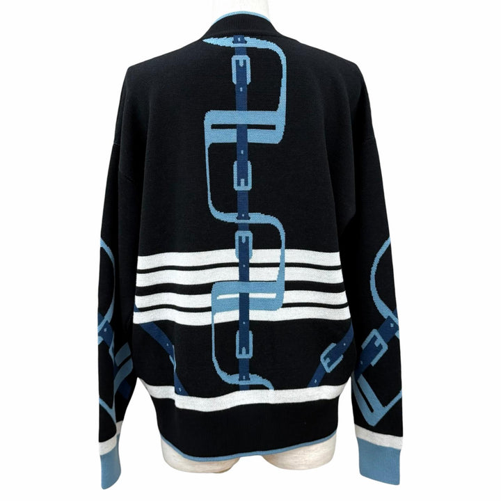 Excellent HERMES cardigan MORS A JOUET V neck black wool Women IT 36 4H2726DD