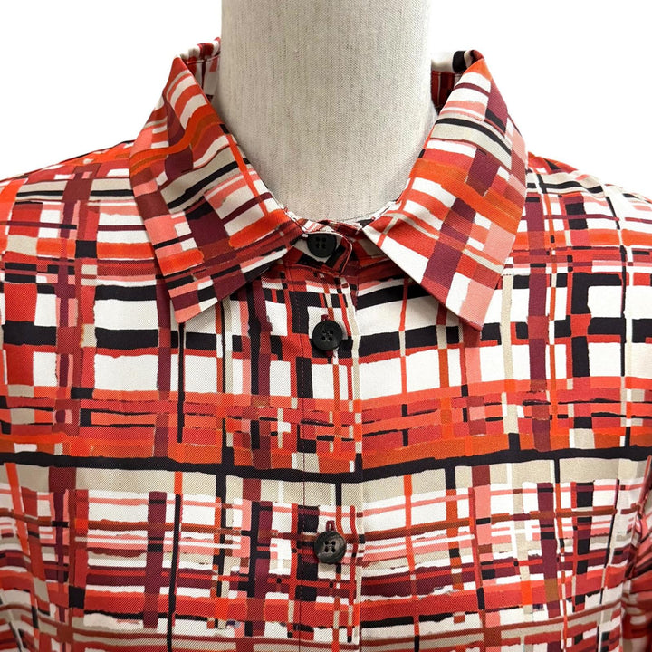 Excellent FERRAGAMO Long sleeve shirt Logo button, all-over pattern silk 42