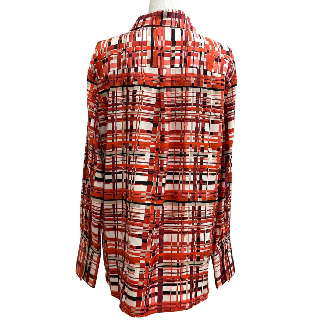 Excellent FERRAGAMO Long sleeve shirt Logo button, all-over pattern silk 42