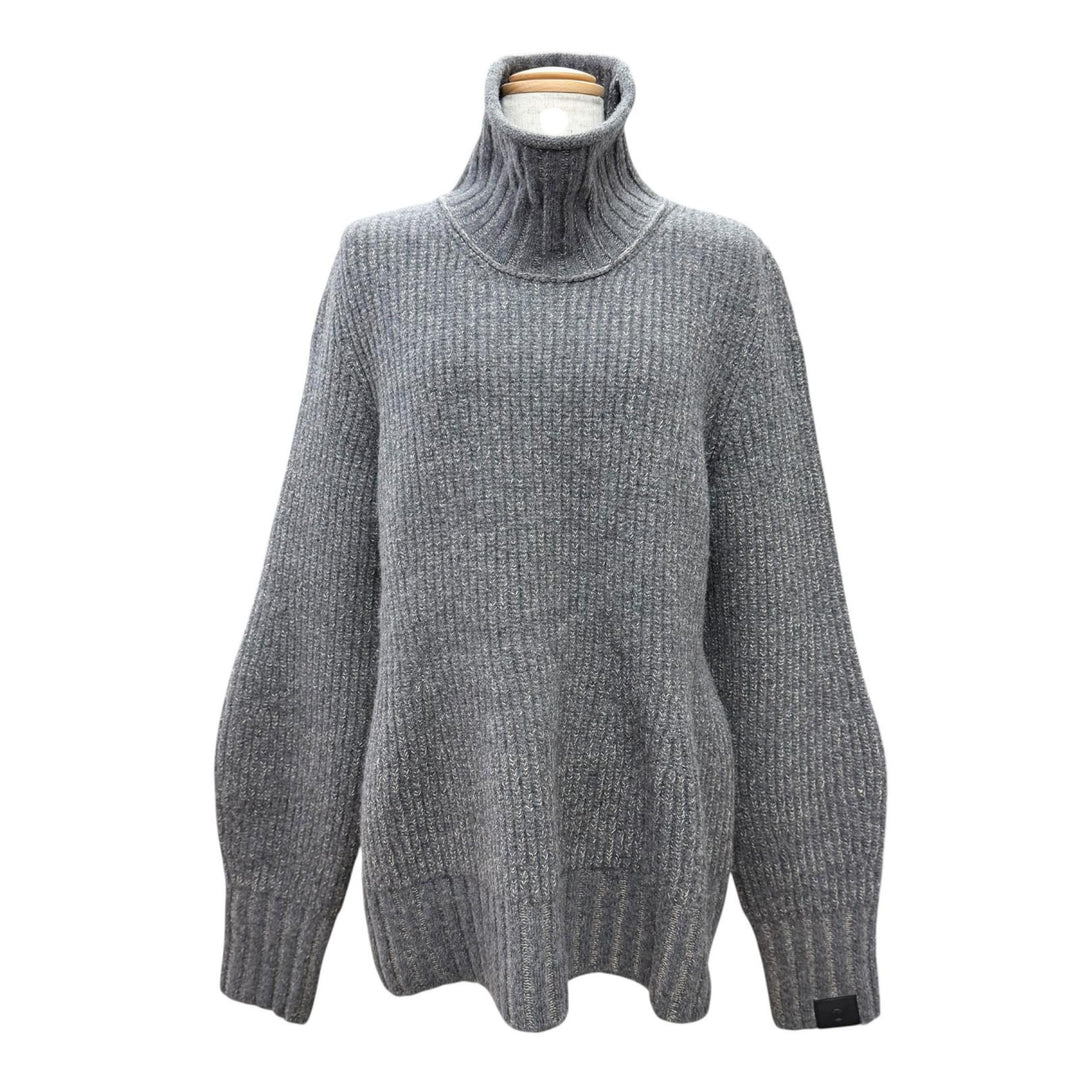 Excellent LOUIS VUITTON LV logo leather patch high-neck ribbed knit XL