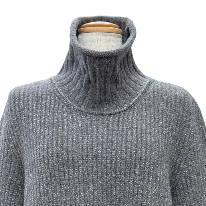Excellent LOUIS VUITTON LV logo leather patch high-neck ribbed knit XL