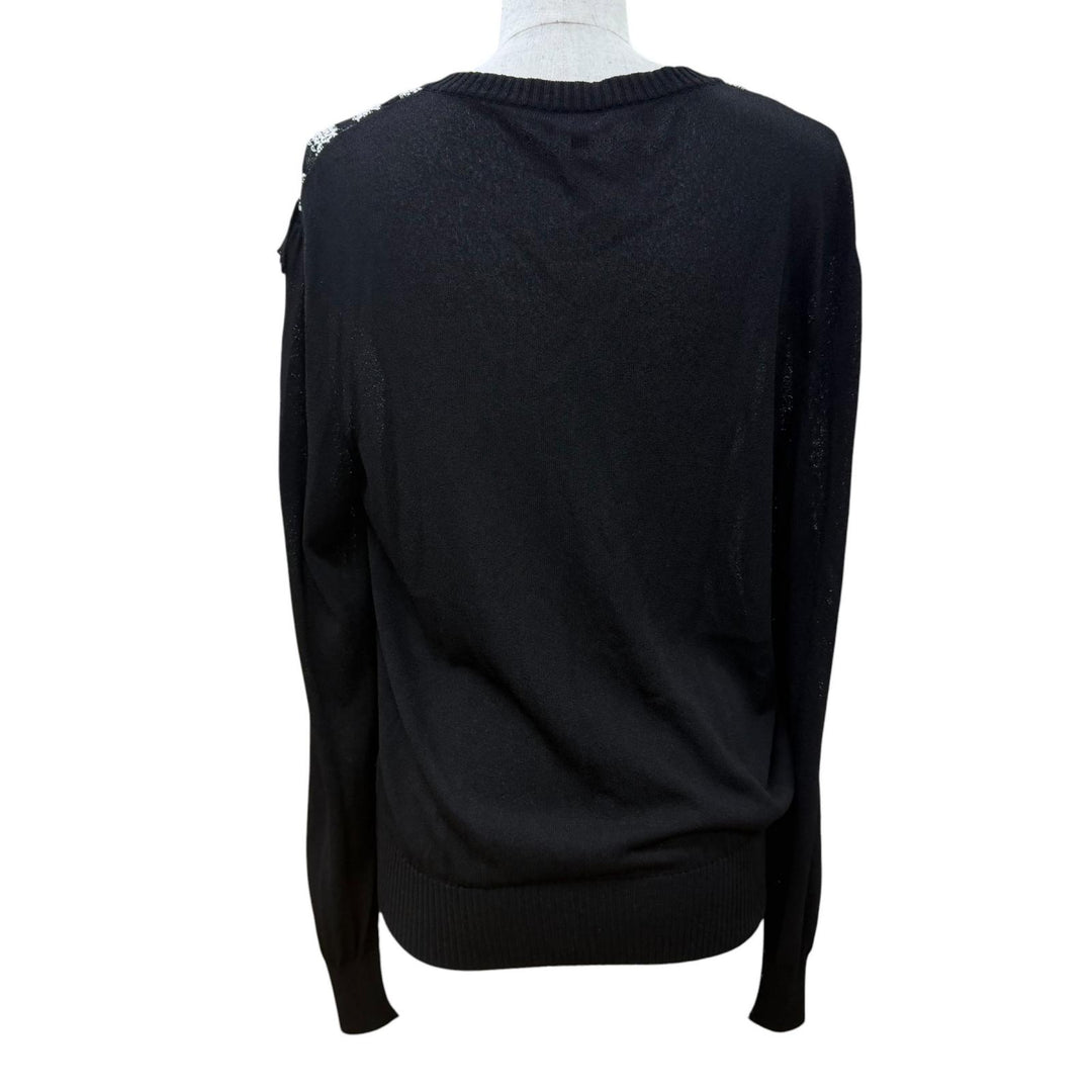 Excellent CHANEL cardigan Front design long-sleeved knit black Viscose Women 42