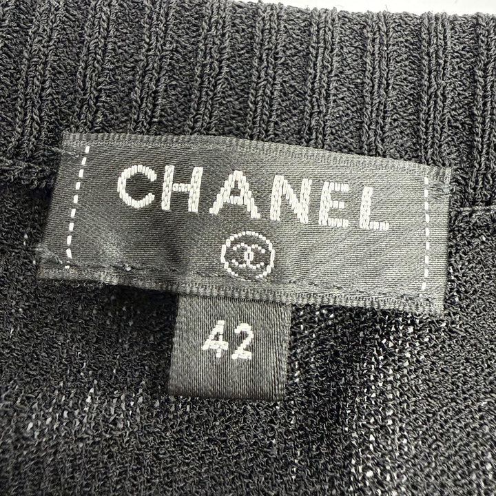 Excellent CHANEL cardigan Front design long-sleeved knit black Viscose Women 42
