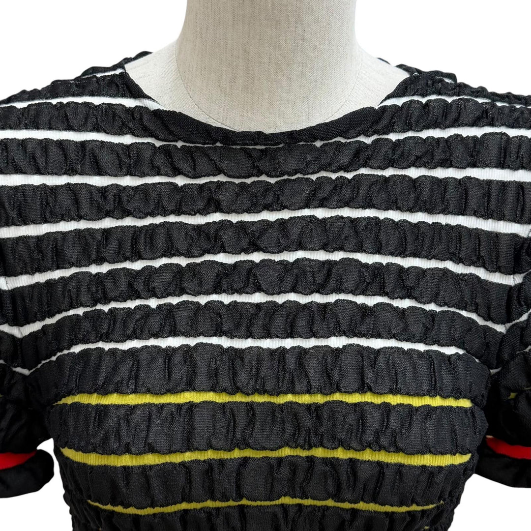 Pristine LOUIS VUITTON tops Shirred cropped short-sleeved top black Nylon XS