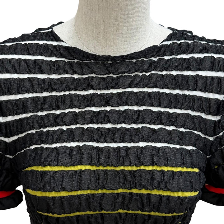 Pristine LOUIS VUITTON tops Shirred cropped short-sleeved top black Nylon M