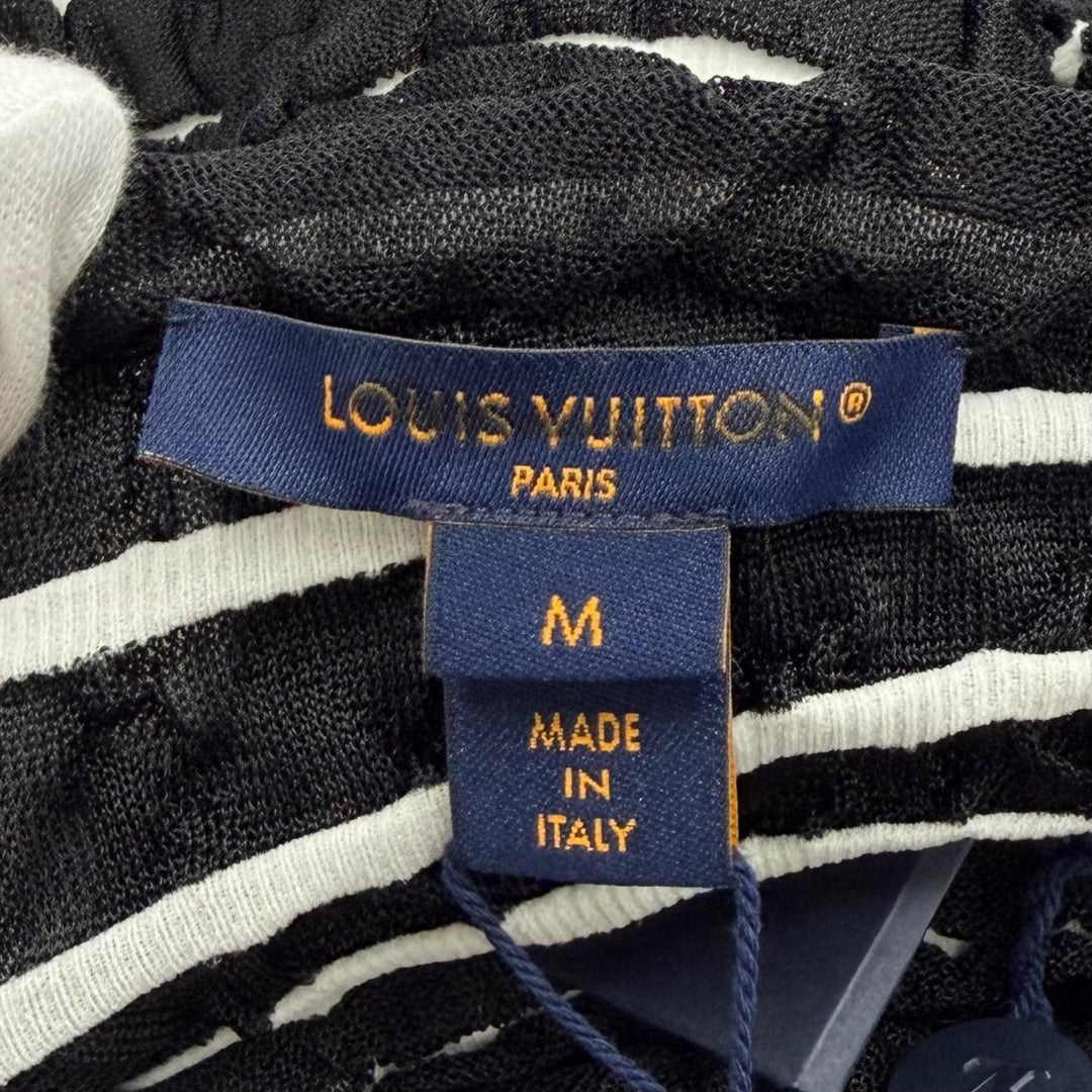 Pristine LOUIS VUITTON tops Shirred cropped short-sleeved top black Nylon M