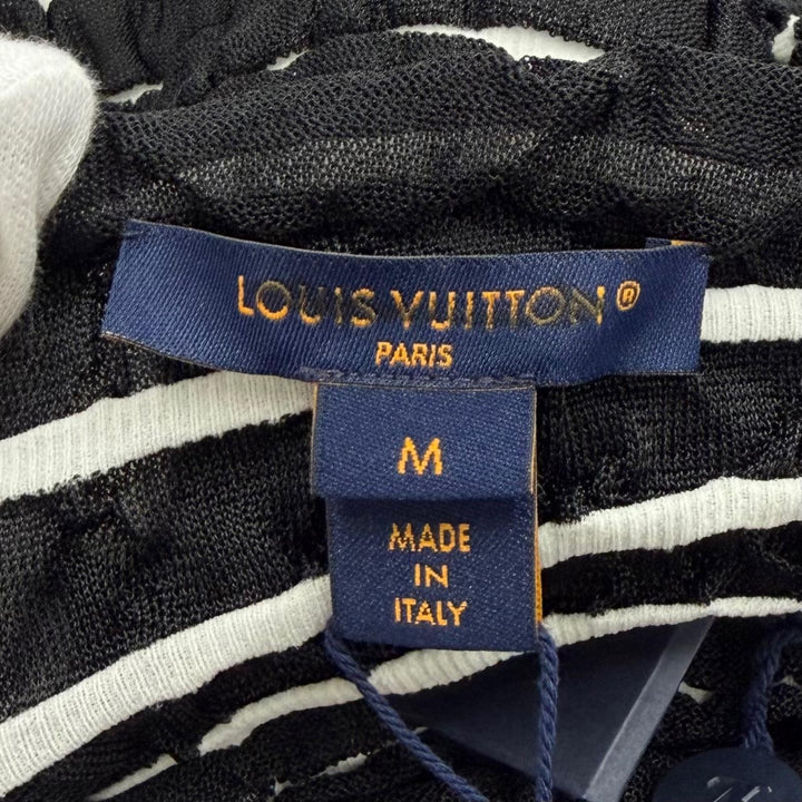 Pristine LOUIS VUITTON tops Shirred cropped short-sleeved top black Nylon M