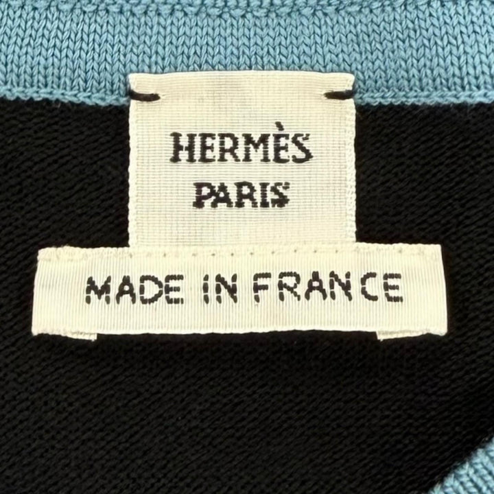 Pristine HERMES Short sleeve knit twill laine Blue silk Women 36 4H2802DT