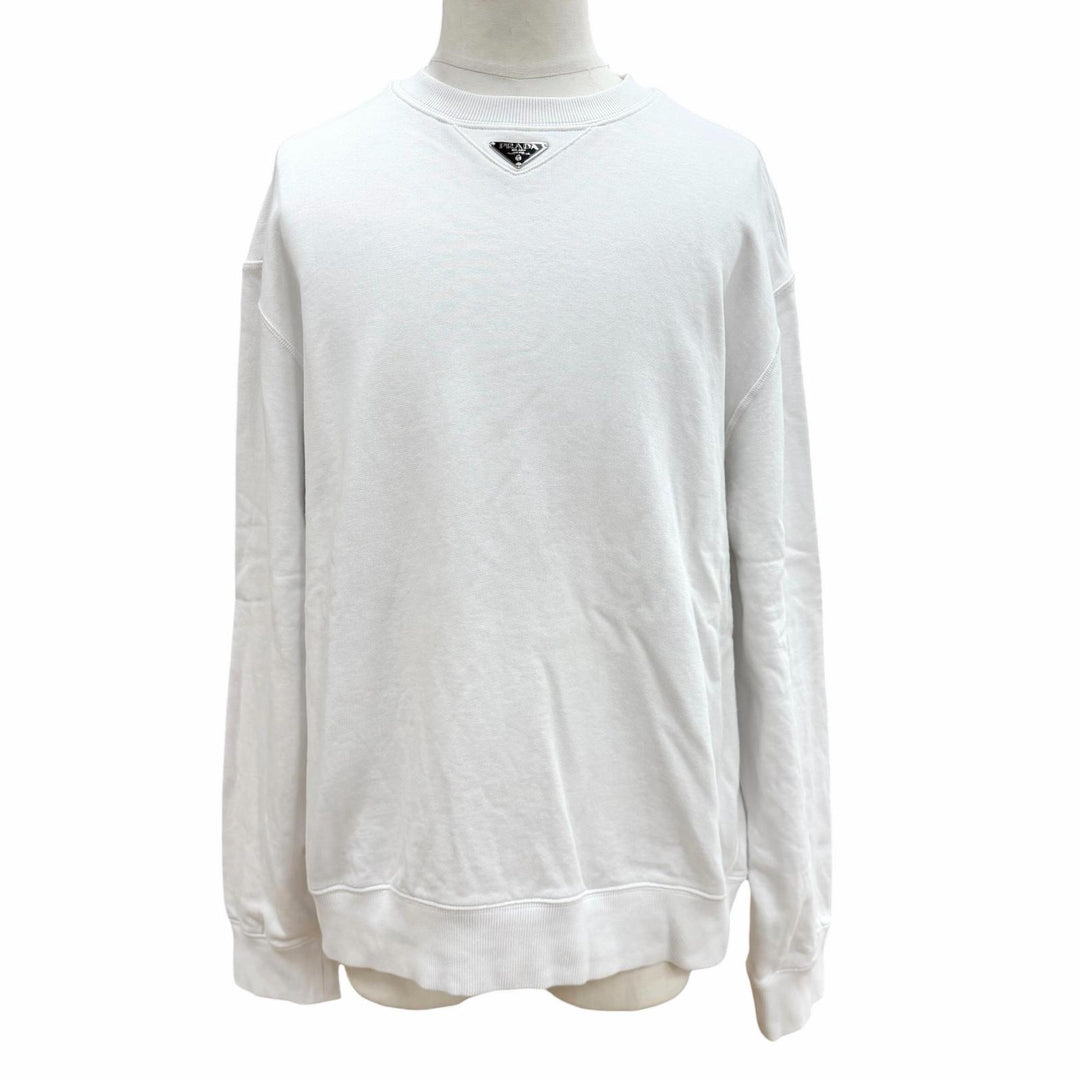 Great PRADA sweat Triangle Logo Triangle Plate Pullover white mens S UJL26A