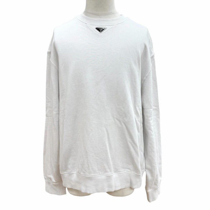 Great PRADA sweat Triangle Logo Triangle Plate Pullover white mens S UJL26A
