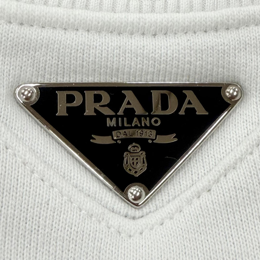 Great PRADA sweat Triangle Logo Triangle Plate Pullover white mens S UJL26A