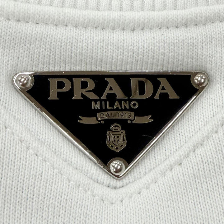 Great PRADA sweat Triangle Logo Triangle Plate Pullover white mens S UJL26A