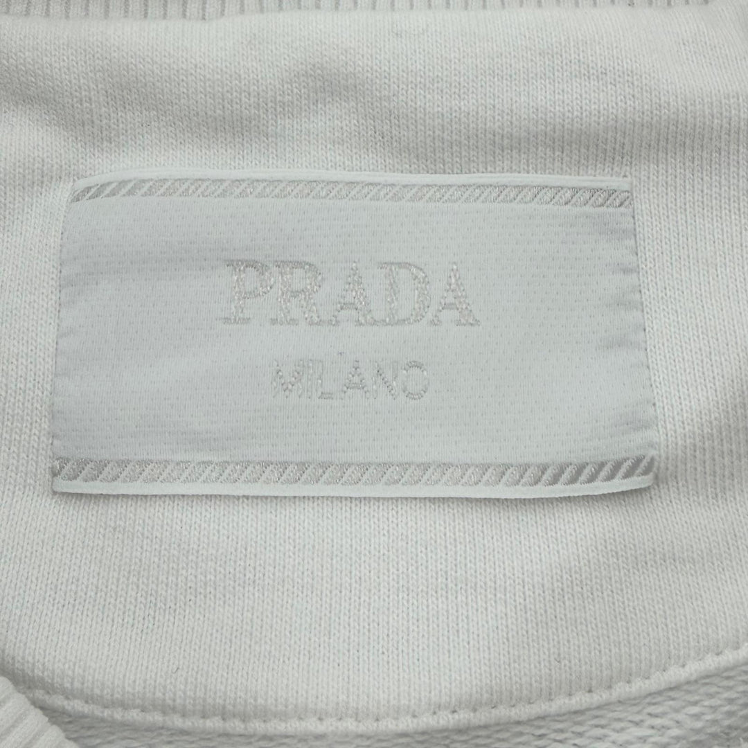 Great PRADA sweat Triangle Logo Triangle Plate Pullover white mens S UJL26A