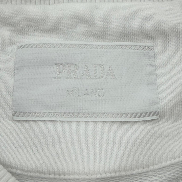 Great PRADA sweat Triangle Logo Triangle Plate Pullover white mens S UJL26A