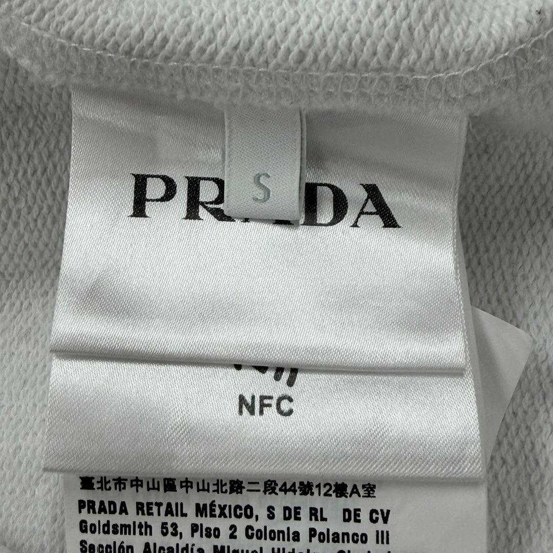 Great PRADA sweat Triangle Logo Triangle Plate Pullover white mens S UJL26A