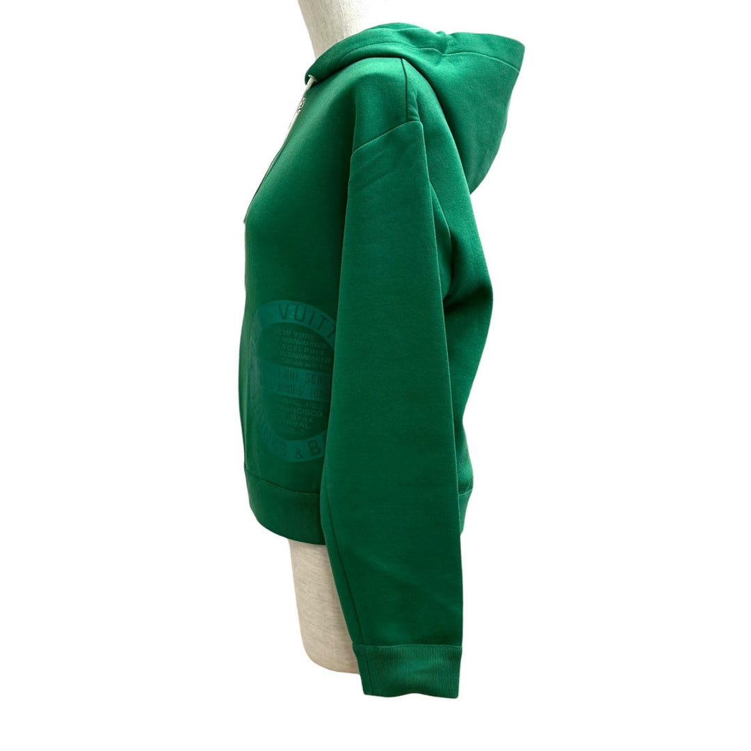 Excellent LOUIS VUITTON hoodie LV Stamp Monogram Zip Up green cotton Women XS
