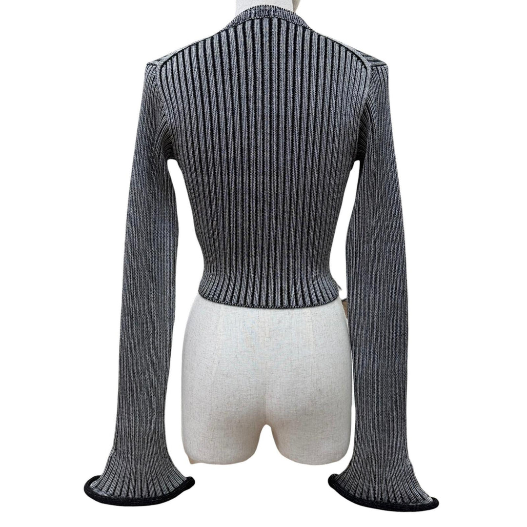 Excellent LOUIS VUITTON cardigan LV logo button trumpet sleeve long-sleeve XS