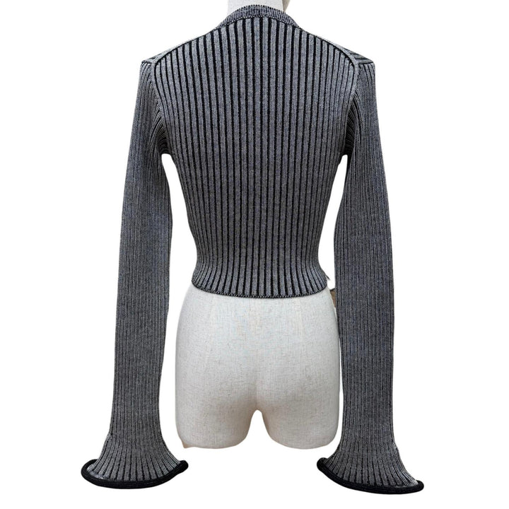 Excellent LOUIS VUITTON cardigan LV logo button trumpet sleeve long-sleeve XS