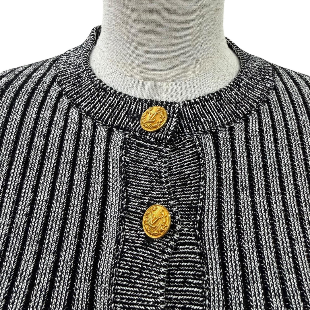 Excellent LOUIS VUITTON cardigan LV logo button trumpet sleeve long-sleeve XS