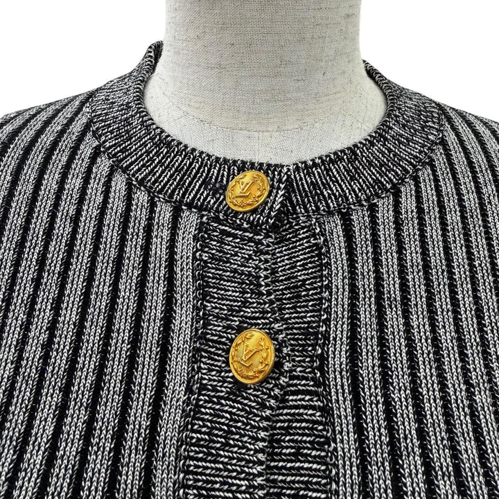Excellent LOUIS VUITTON cardigan LV logo button trumpet sleeve long-sleeve XS