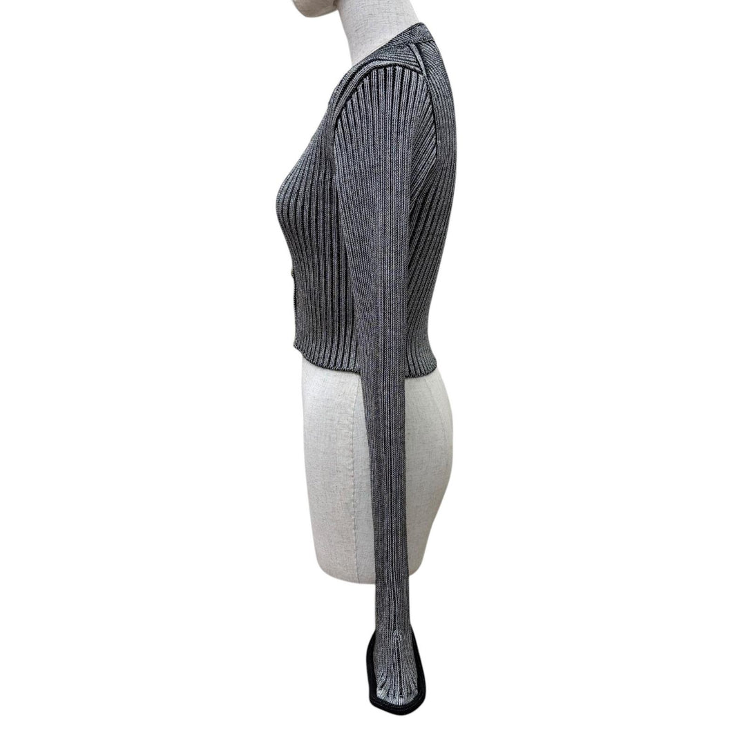 Excellent LOUIS VUITTON cardigan LV logo button trumpet sleeve long-sleeve XS