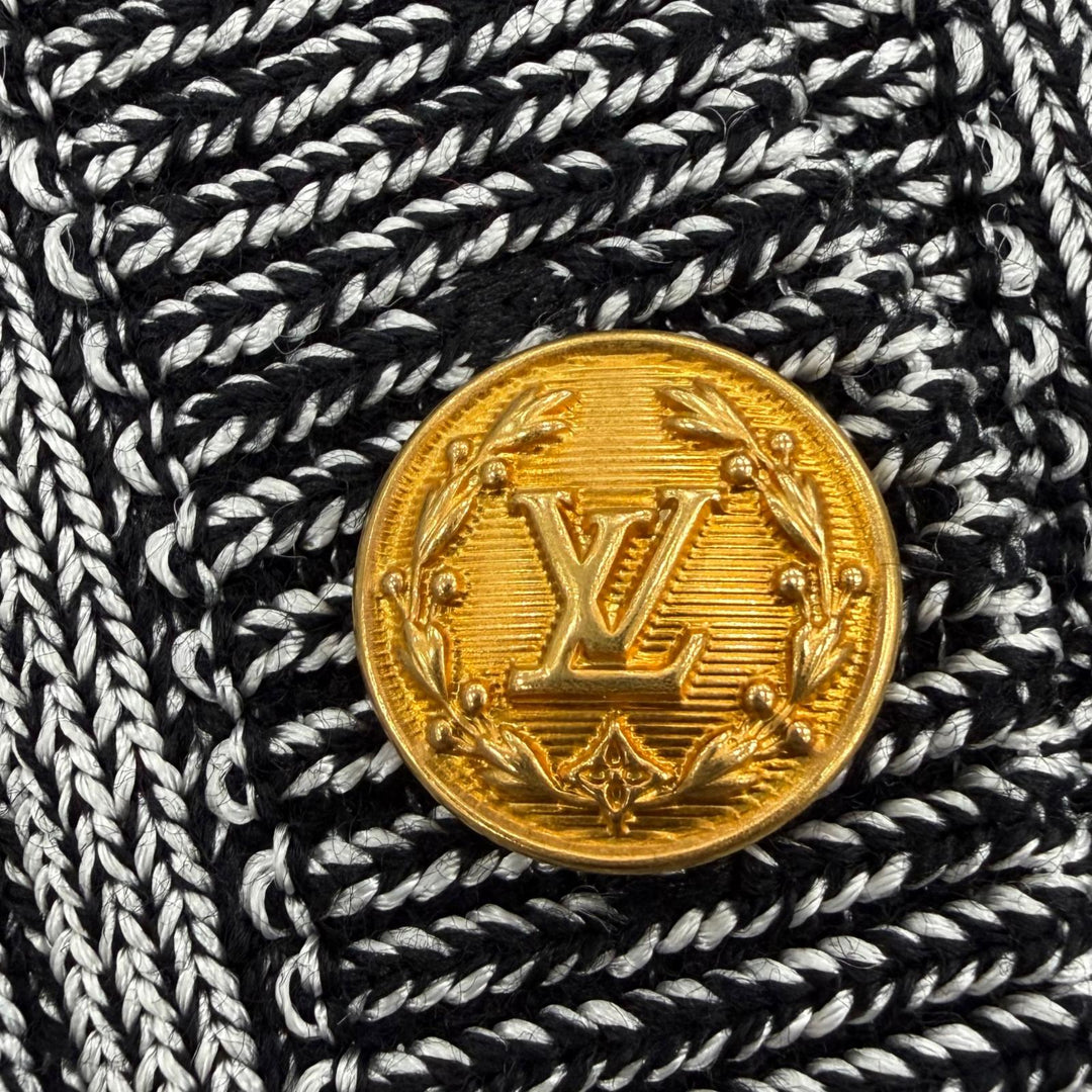 Excellent LOUIS VUITTON cardigan LV logo button trumpet sleeve long-sleeve XS