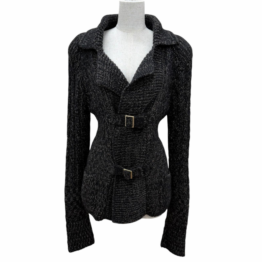 Great CHANEL cardigan Mohair blend COCO Mark mixed knit cashmere 40 09A P36596