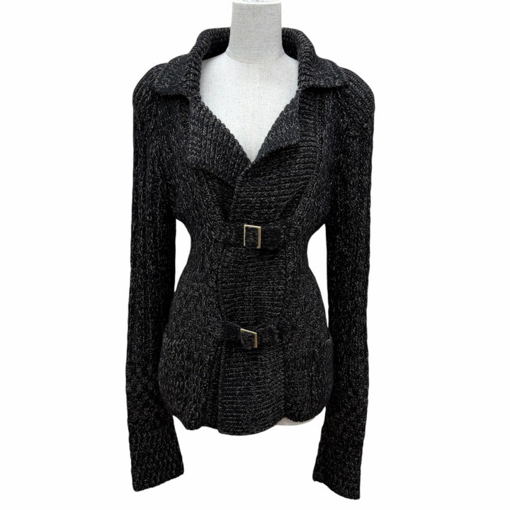 Great CHANEL cardigan Mohair blend COCO Mark mixed knit cashmere 40 09A P36596