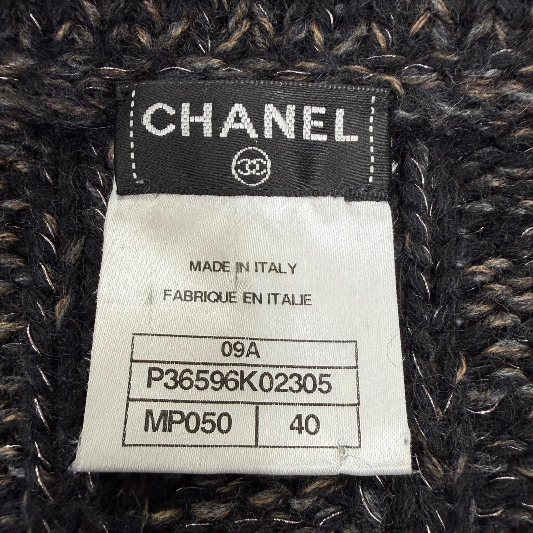 Great CHANEL cardigan Mohair blend COCO Mark mixed knit cashmere 40 09A P36596