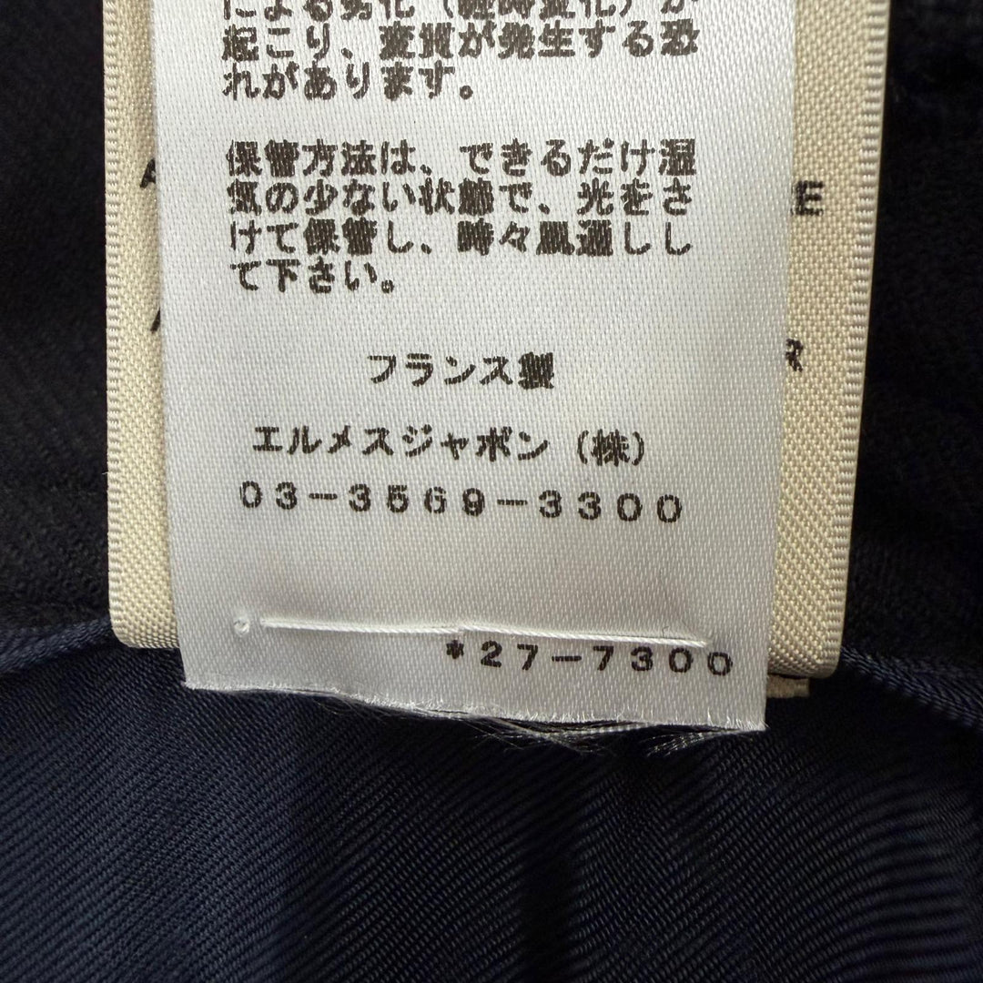 Excellent HERMES skirt Belt design Knee length black wool Women 34 2H0304DN