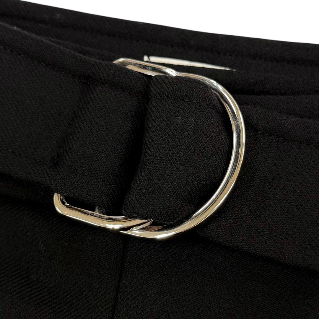 Excellent HERMES skirt Belt design Knee length black wool Women 34 2H0304DN