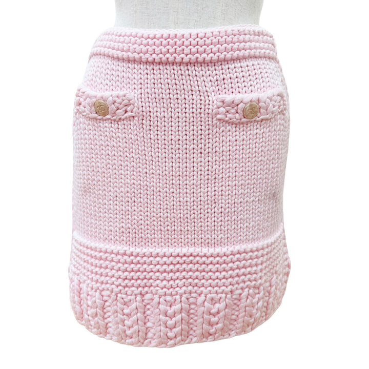 Excellent CHANEL skirt COCO Mark Metal Button Knit pink cotton Women 34 P72808