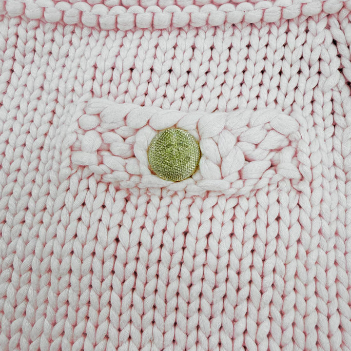 Excellent CHANEL skirt COCO Mark Metal Button Knit pink cotton Women 34 P72808