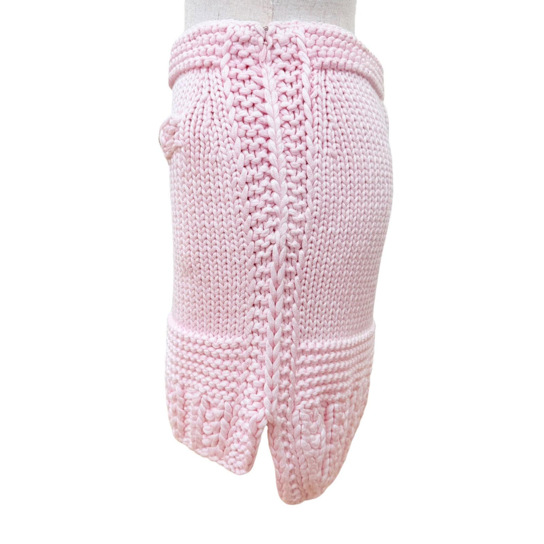 Excellent CHANEL skirt COCO Mark Metal Button Knit pink cotton Women 34 P72808