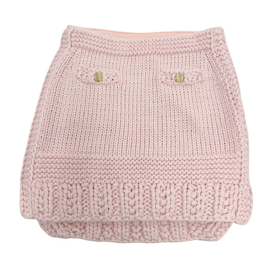 Excellent CHANEL skirt COCO Mark Metal Button Knit pink cotton Women 34 P72808