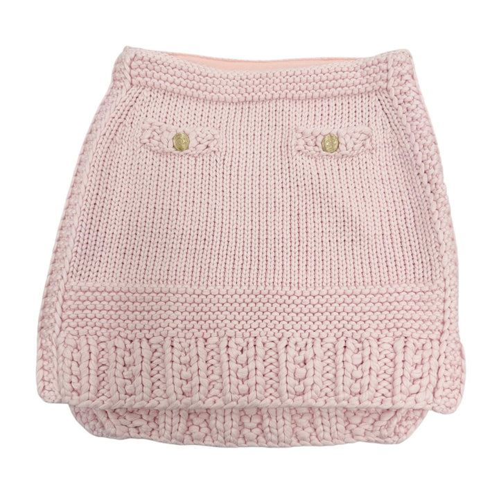 Excellent CHANEL skirt COCO Mark Metal Button Knit pink cotton Women 34 P72808