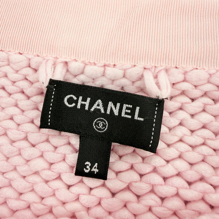 Excellent CHANEL skirt COCO Mark Metal Button Knit pink cotton Women 34 P72808