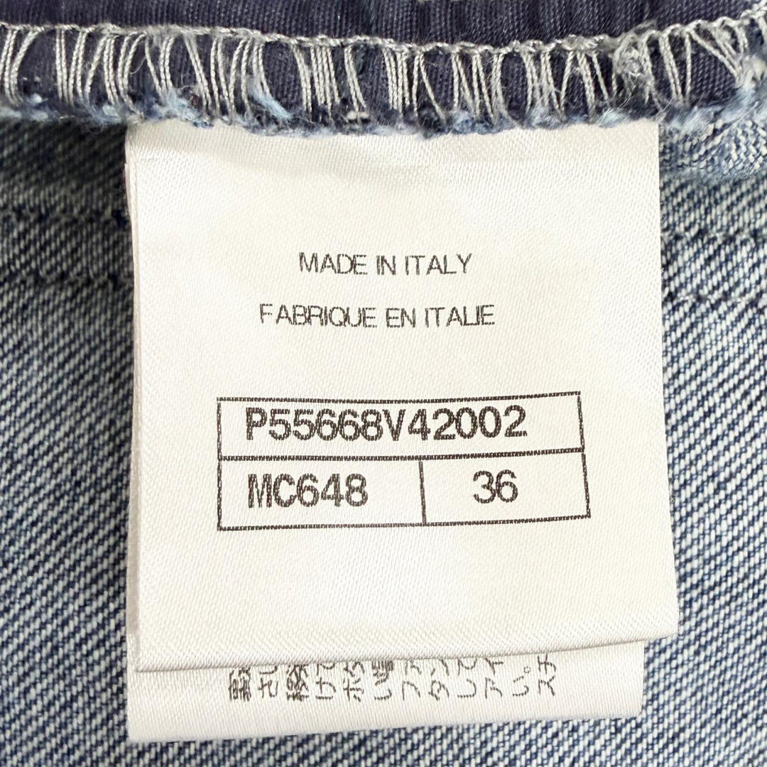 Great CHANEL Denim pants Painted COCO Mark Hem Zip Skinny Jeans 36 P55668V42002