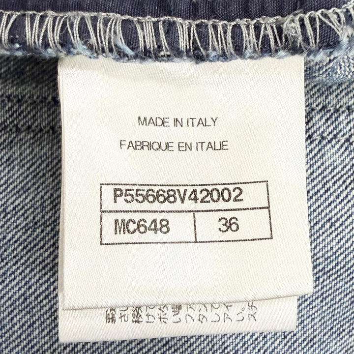 Great CHANEL Denim pants Painted COCO Mark Hem Zip Skinny Jeans 36 P55668V42002
