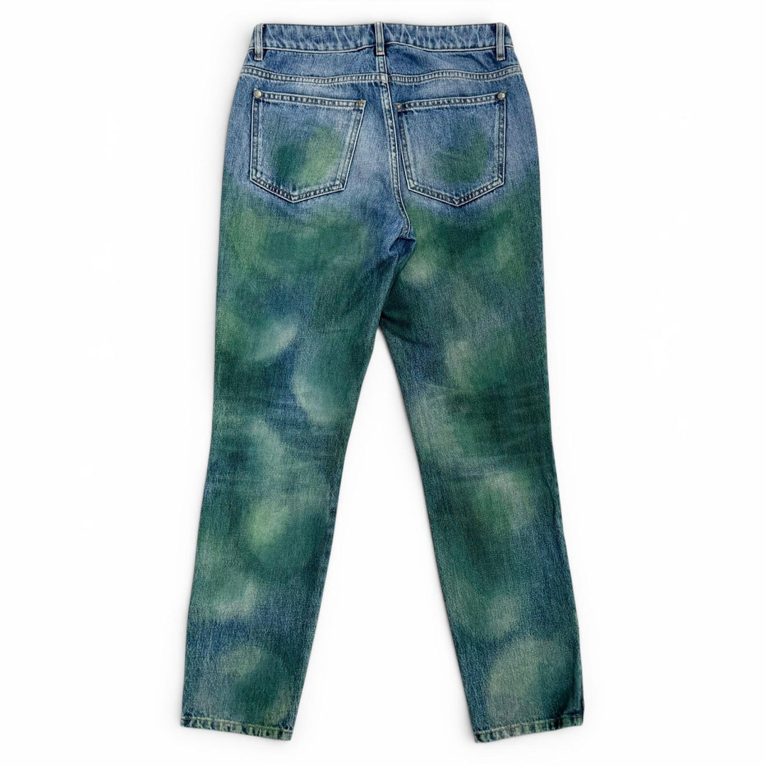 Great CHANEL Denim pants Painted COCO Mark Hem Zip Skinny Jeans 36 P55668V42002