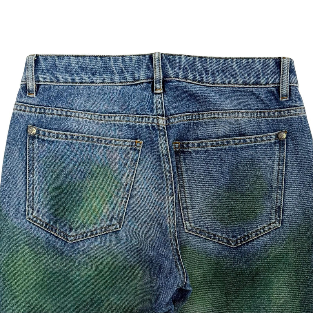 Great CHANEL Denim pants Painted COCO Mark Hem Zip Skinny Jeans 36 P55668V42002