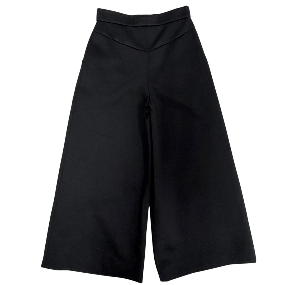 Excellent CHANEL Wide pants Anchor Button black cotton Women P59395V36806 34